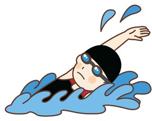  背泳ぎをする女性水泳選手