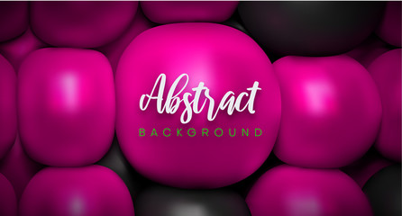 Creative abstract background with pink glossy 3d balls.