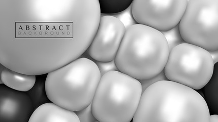 Creative abstract background with white glossy 3d balls.