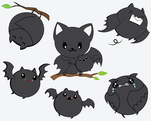 bat little cute icon in vector and mascot