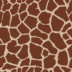 Obraz premium Giraffe animal skin print. Seamless texture vector pattern. Brown tiles on beige background imitate giraffe skin. Perfect for fashion, fabric, cards, scrapbooking, wrapping paper and home decor.