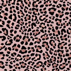 Leopard skin. Rose gold. Elegant texture with foil effect. Animal print. Vector background
