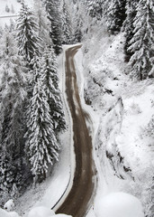 Dolomites snowy Winter roads