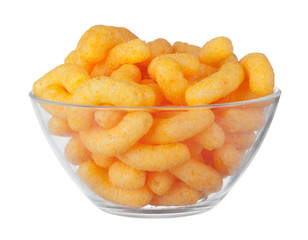 Peanut, corn puffs isolated with white background