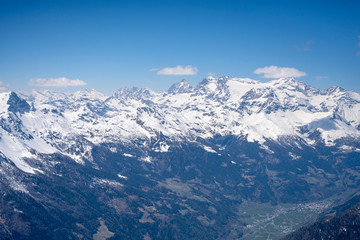 Bernina range from Poschiavo valley, Valtellina, Italy