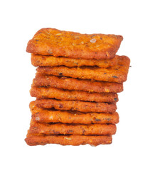 crackers pile on white background