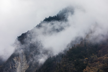 mountain in fog in China
