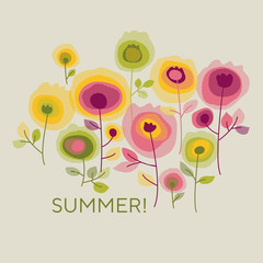 Summer retro floral banner template