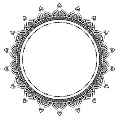 Circular pattern in form of mandala for henna. Mehndi.