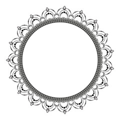 Circular pattern in form of mandala for henna. Mehndi.