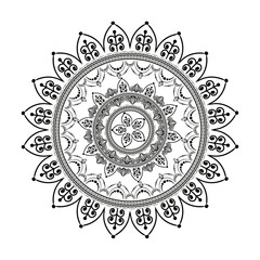 Circular pattern in form of mandala for henna. Mehndi.