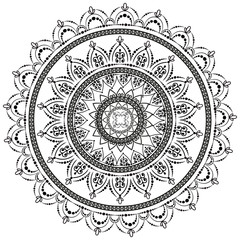 Circular pattern in form of mandala for henna. Mehndi.