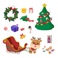 Christmas element set. Decoration for Christmas celebration on white background.