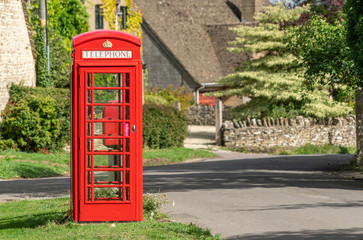 Traditional British red telephone box