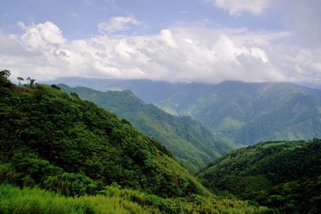 Naklejka na ściany i meble Mountain landscape-Mountain View Resort in the Hsinchu,Taiwan.