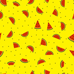 Seamless pattern with watermelon slices. Vector.