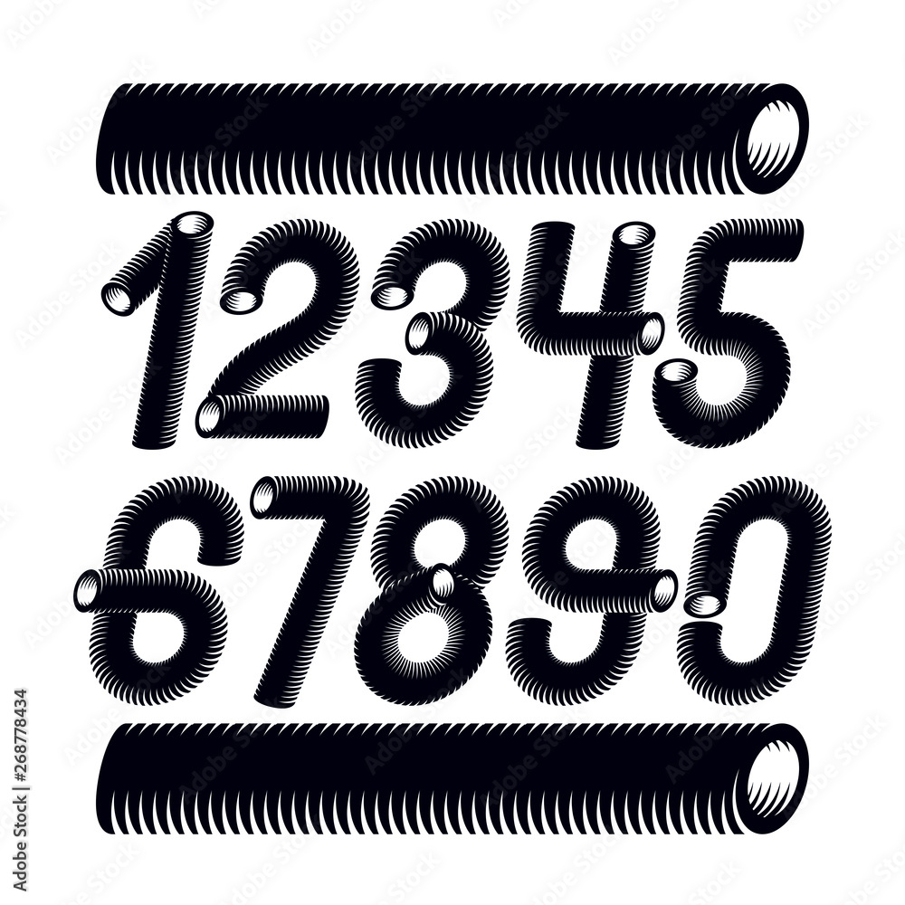 Poster trendy vector numerals collection. modern funky italic numbers from 0 to 9 best for use in logo, pos