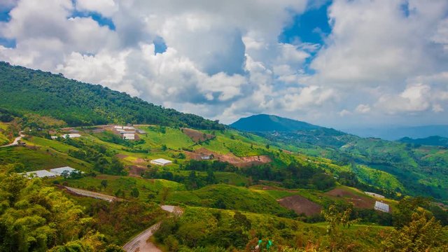 Mountain Landscape view Time-lapse at Khun Sathan National Park at Nan, Thailand, Lockdown.
