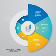 3 steps half cycle chart infographics elements for data presentation. 