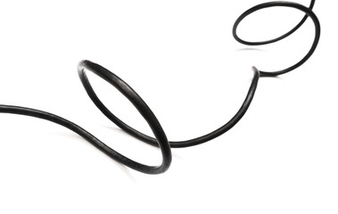 Black power cable socket isolated on white background -