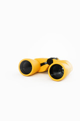 yellow marine optical plastic binoculars on a white background