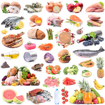 Food for every day on a white background