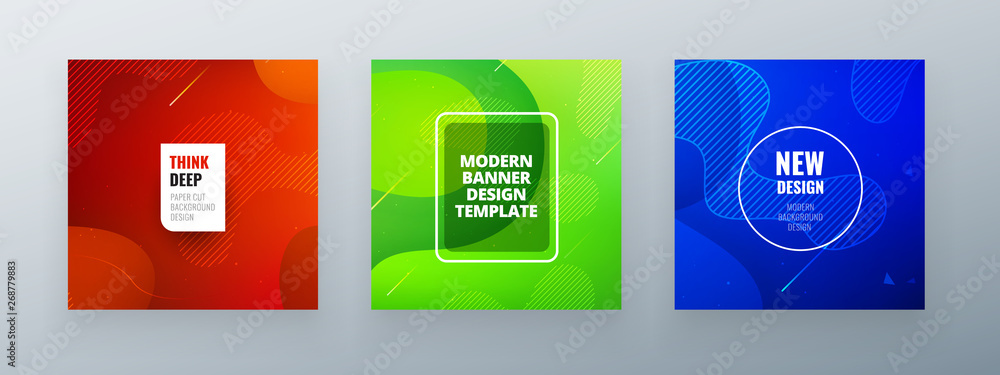 Wall mural minimal square banner design. colorful halftone gradients.background modern template design for web.