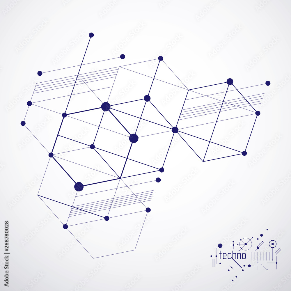Poster engineering technological vector wallpaper made with hexagons, circles and lines. modern geometric c
