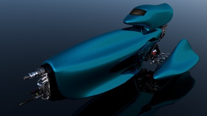 3D illustration of a spaceship, model slider. 3d render.