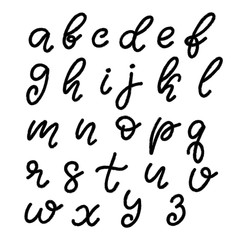 Hand drawn lettering font, alphabet