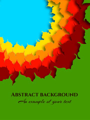 Design of colorful autumn leaves placed in a circle. Template for advertising, label, poster, brochure. Autumn paper cut. Layered illustration. Vector illustration