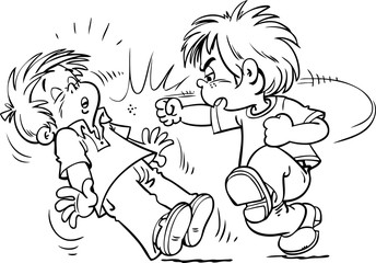 Illustration of Children Fighting Over