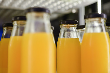 orange juice in bottles ready for drink,healthy drink