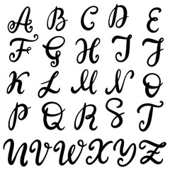 Hand drawn lettering font, alphabet