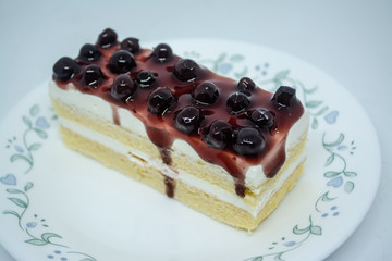 Blueberry butter cake, snacks food for breaks during work or after meal in the office or home 