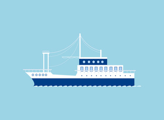 Ship icon isolated on blue