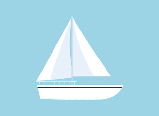 Yacht icon isolated on blue