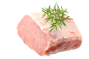 Raw pork meat isolated on white background
