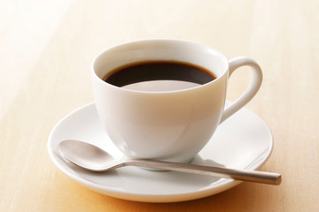 コーヒー　Coffee cup on wooden background