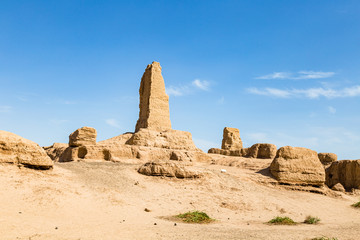 Ruins of Gaochang, Turpan, China. Dating more than 2000 years, Gaochang and Jiaohe are the oldest and largest ruins in Xinjiang.