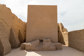 Ruins of Gaochang, Turpan, China. Dating more than 2000 years, Gaochang and Jiaohe are the oldest and largest ruins in Xinjiang. Central hall of the buddhist temple