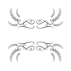 Vector Swirl Frame, Filigree Flourish Border, Blank Template, Black Lines, Isolated on White Background.