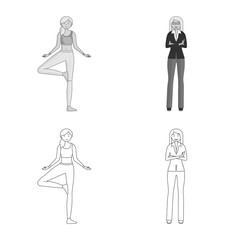 Vector illustration of posture and mood symbol. Collection of posture and female vector icon for stock.