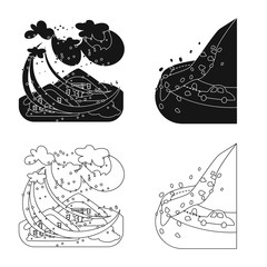 Vector illustration of weather and distress icon. Set of weather and crash stock vector illustration.