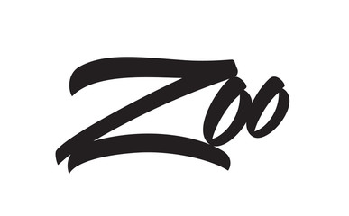 Naklejka premium Handwritten brush type lettering emblem of Zoo on white background.