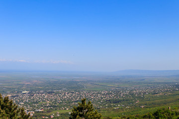 View on Alazani valley and Caucasus mountains from Sighnaghi, Kakheti, Georgia