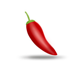 Realistic Red hot  chili pepper, isolated image  Illustration.