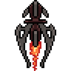 Obraz premium vector pixel art future rocket