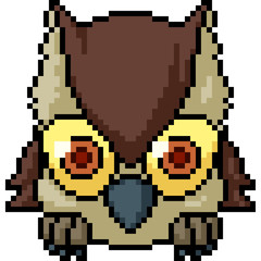 Obraz premium vector pixel art owl