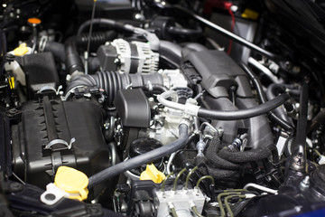 Fototapeta na wymiar Detail of engine of car. (electric car)